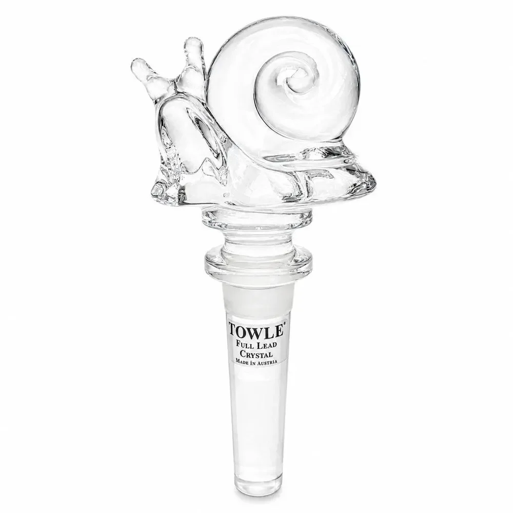Towle Full Lead Austrian Crystal Snail Bottle Stopper Wine Decanter Accessory